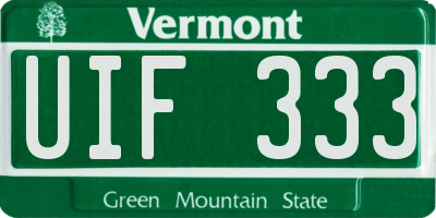 VT license plate UIF333