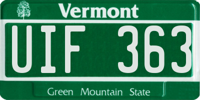 VT license plate UIF363