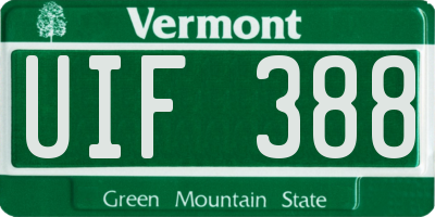 VT license plate UIF388