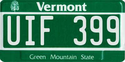 VT license plate UIF399