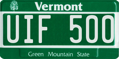 VT license plate UIF500