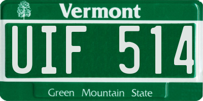 VT license plate UIF514