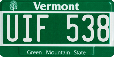VT license plate UIF538