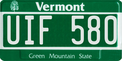 VT license plate UIF580