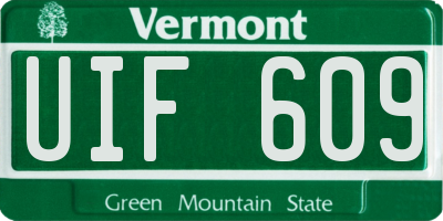 VT license plate UIF609