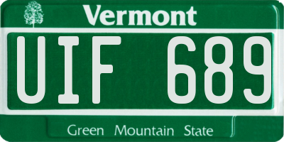 VT license plate UIF689