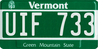 VT license plate UIF733