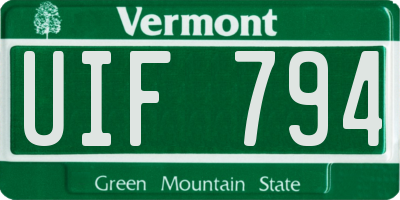VT license plate UIF794