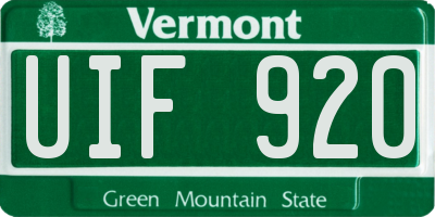 VT license plate UIF920