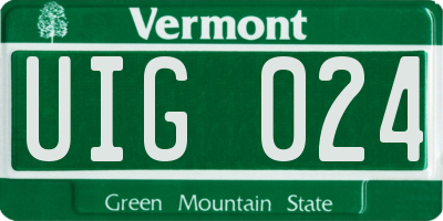 VT license plate UIG024