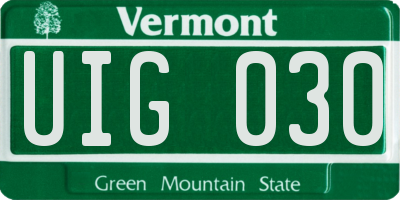 VT license plate UIG030