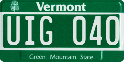 VT license plate UIG040