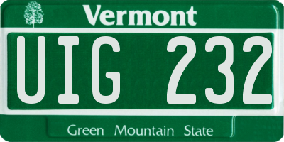 VT license plate UIG232