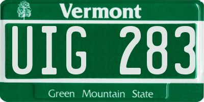 VT license plate UIG283