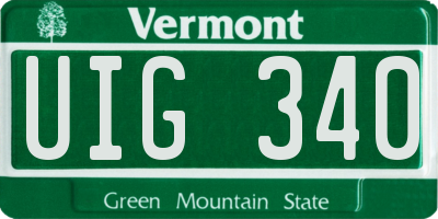 VT license plate UIG340