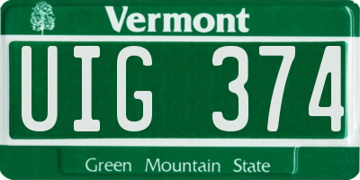 VT license plate UIG374