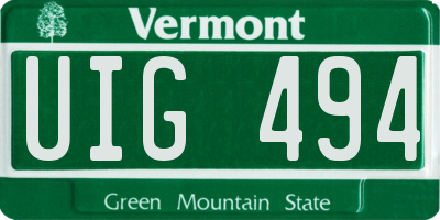 VT license plate UIG494