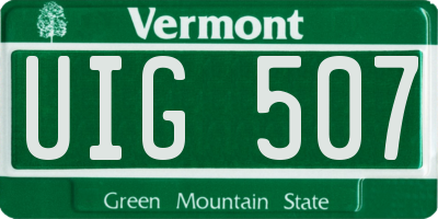 VT license plate UIG507