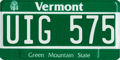 VT license plate UIG575