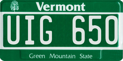 VT license plate UIG650