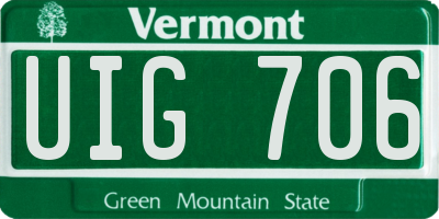 VT license plate UIG706