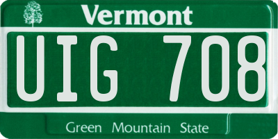 VT license plate UIG708