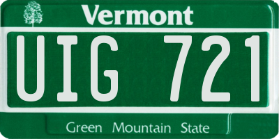 VT license plate UIG721