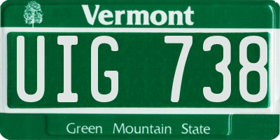 VT license plate UIG738