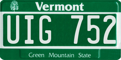 VT license plate UIG752