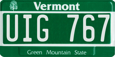 VT license plate UIG767