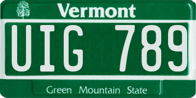 VT license plate UIG789