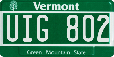VT license plate UIG802
