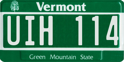 VT license plate UIH114