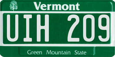 VT license plate UIH209