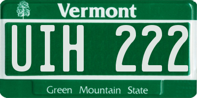 VT license plate UIH222