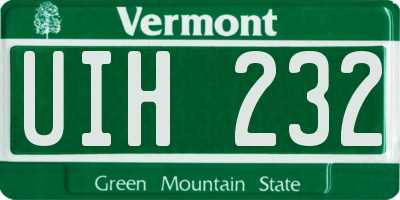 VT license plate UIH232