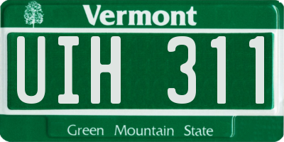 VT license plate UIH311