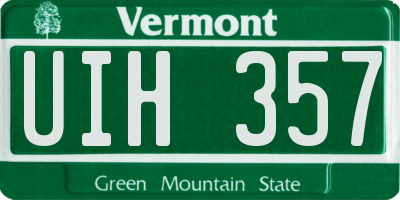 VT license plate UIH357