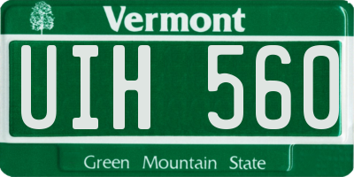VT license plate UIH560