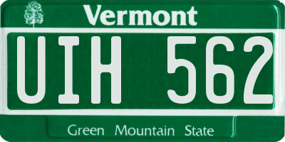 VT license plate UIH562