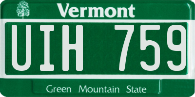 VT license plate UIH759