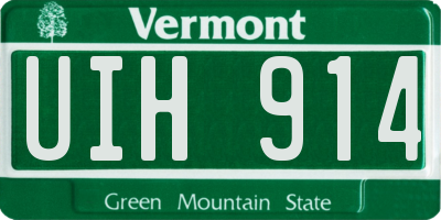 VT license plate UIH914