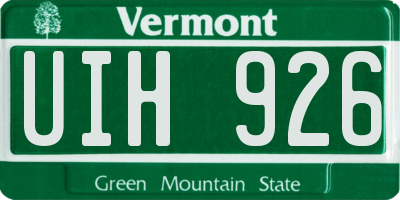 VT license plate UIH926