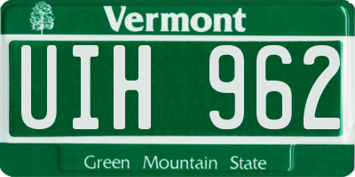 VT license plate UIH962