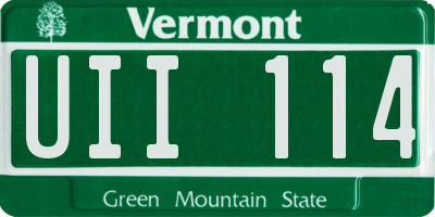 VT license plate UII114