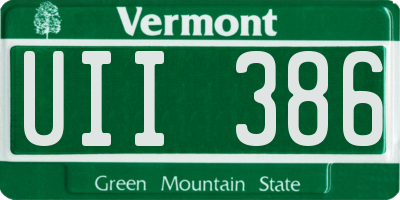 VT license plate UII386