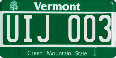 VT license plate UIJ003
