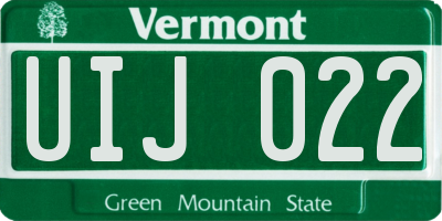 VT license plate UIJ022
