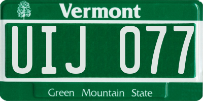 VT license plate UIJ077