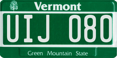 VT license plate UIJ080
